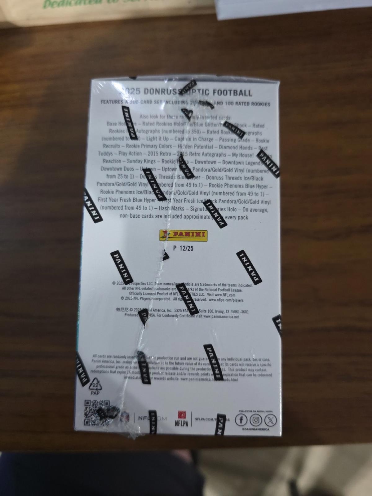 2025 Panini Donruss Optic Football Factory Sealed 6 Pack Blaster Box 24 Cards