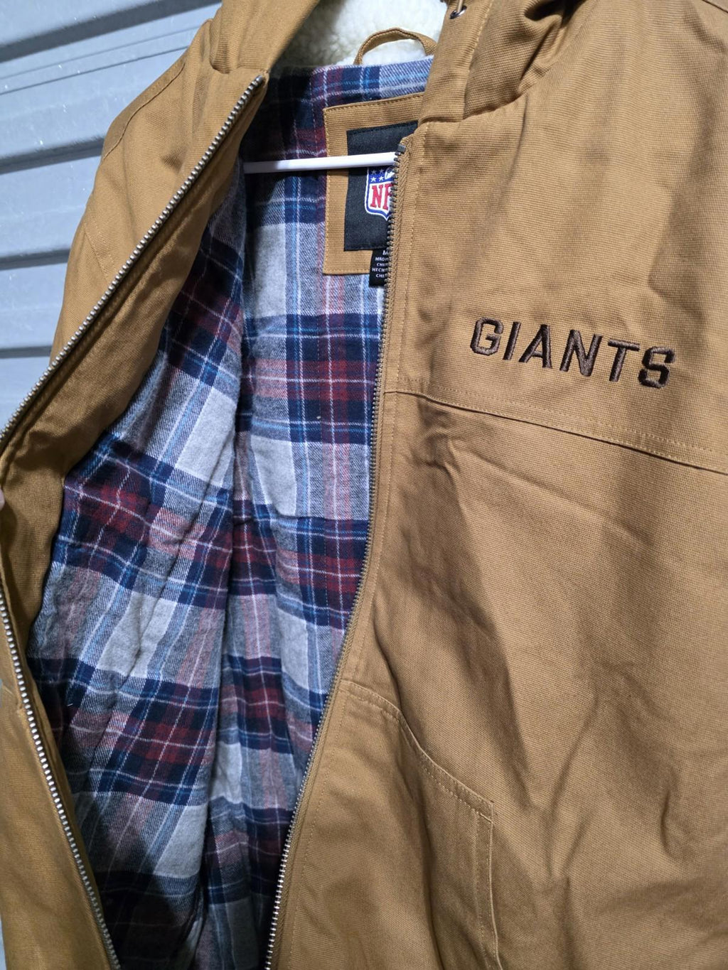 NFL Giants Men’s M Brown Sherpa Lined Full Zip Hooded Jacket Team Apparel